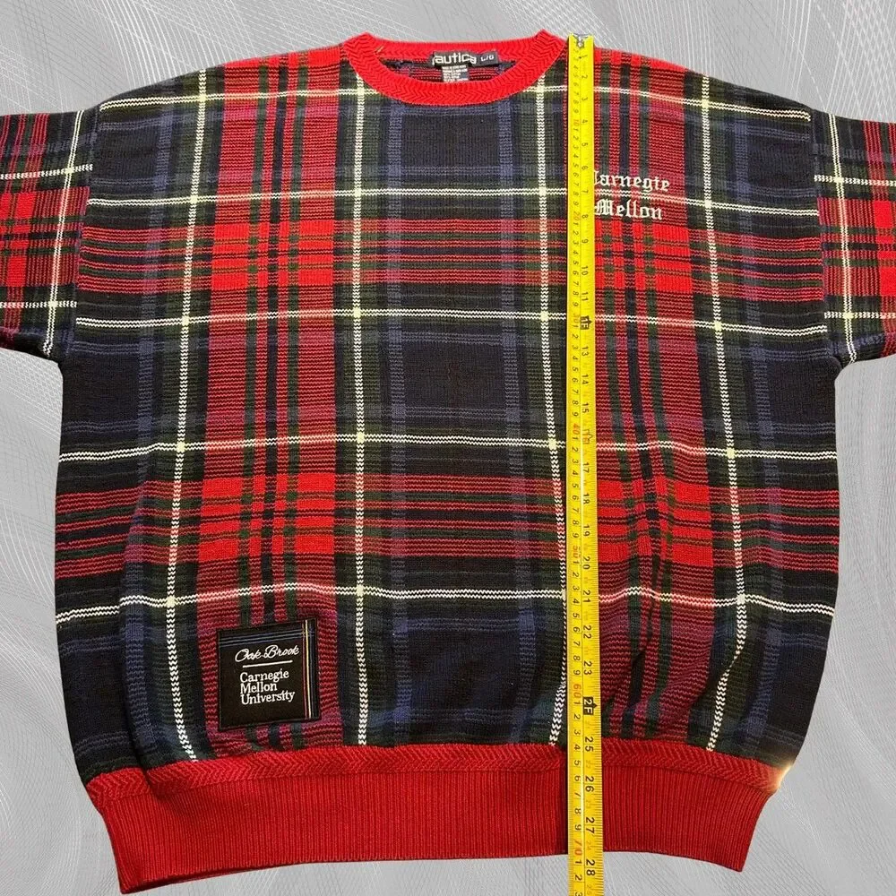 Oak Brook x Carnegie Mellon University Upcycled Tartan Plaid Sweater Size XL
